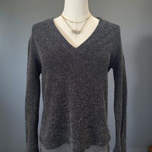 Zara Dark Gray V-Neck Blouse